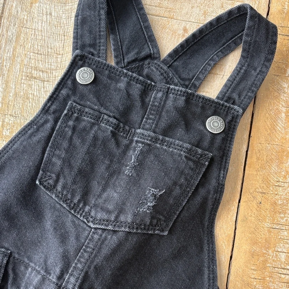 Old Navy Girls Black Denim Overalls S(6/7)